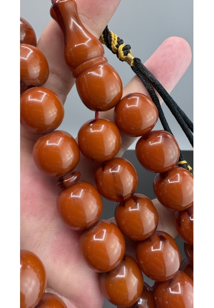 MirgeShoes Eski Döküm Rüzgar Gülü Hareli Mişmiş 110 Gr Sıkma Kehribar Tesbih AHTES2122