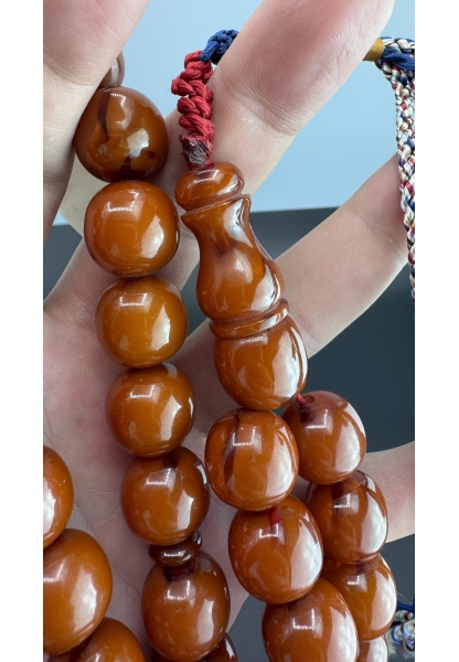 MirgeShoes Eski Döküm Rüzgar Gülü Hareli Mişmiş 110 Gr Sıkma Kehribar Tesbih AHTES2146