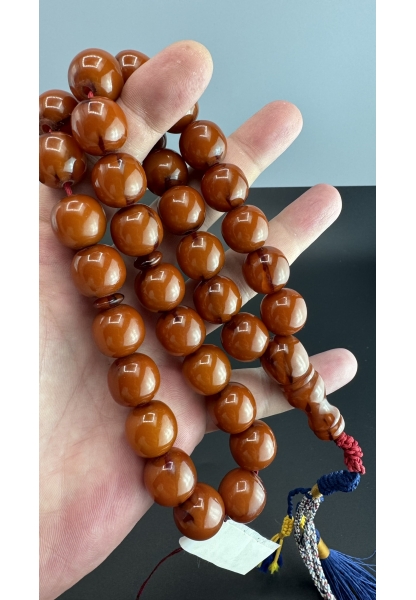 MirgeShoes Eski Döküm Rüzgar Gülü Hareli Mişmiş 110 Gr Sıkma Kehribar Tesbih AHTES2146