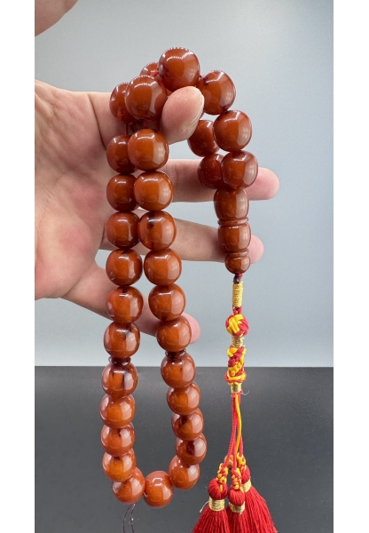 MirgeShoes Eski Döküm Rüzgar Gülü Hareli Mişmiş 110 Gr Sıkma Kehribar Tesbih AHTES2161