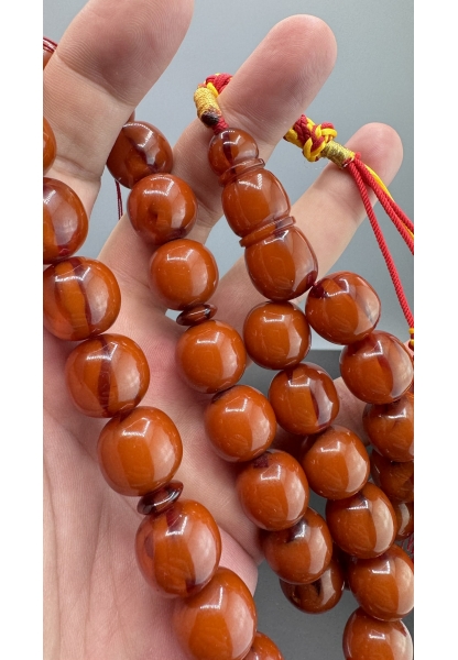 MirgeShoes Eski Döküm Rüzgar Gülü Hareli Mişmiş 110 Gr Sıkma Kehribar Tesbih AHTES2161