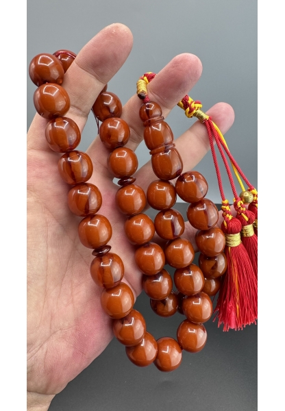 MirgeShoes Eski Döküm Rüzgar Gülü Hareli Mişmiş 110 Gr Sıkma Kehribar Tesbih AHTES2161