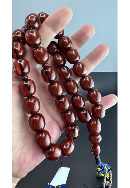 MirgeShoes Eski Döküm Rüzgar Gülü Hareli Mişmiş 120 Gr Sıkma Kehribar Tesbih AHTES2143