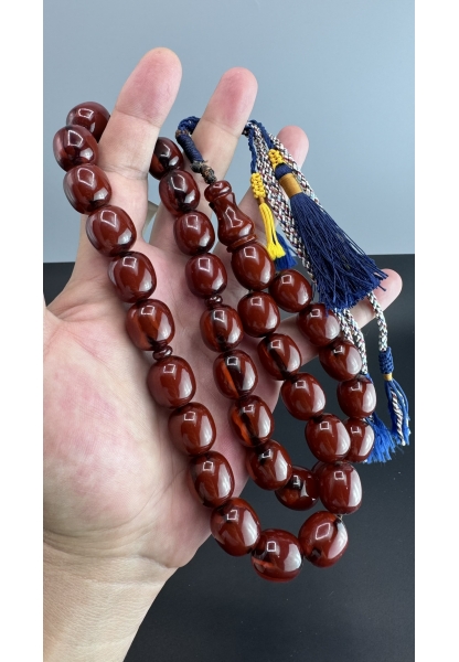 MirgeShoes Eski Döküm Rüzgar Gülü Hareli Mişmiş 120 Gr Sıkma Kehribar Tesbih AHTES2143