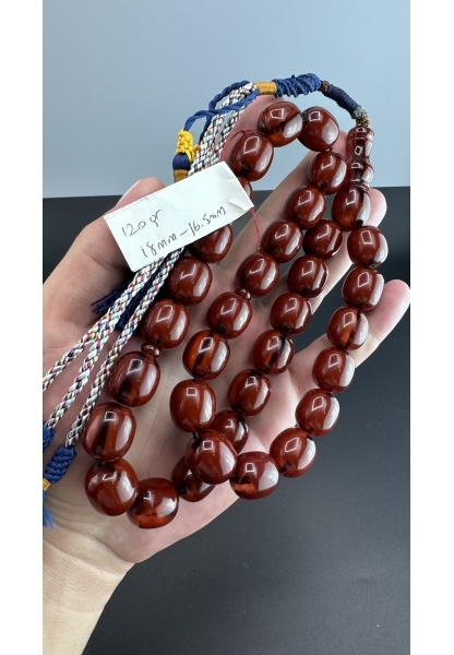 MirgeShoes Eski Döküm Rüzgar Gülü Hareli Mişmiş 120 Gr Sıkma Kehribar Tesbih AHTES2143