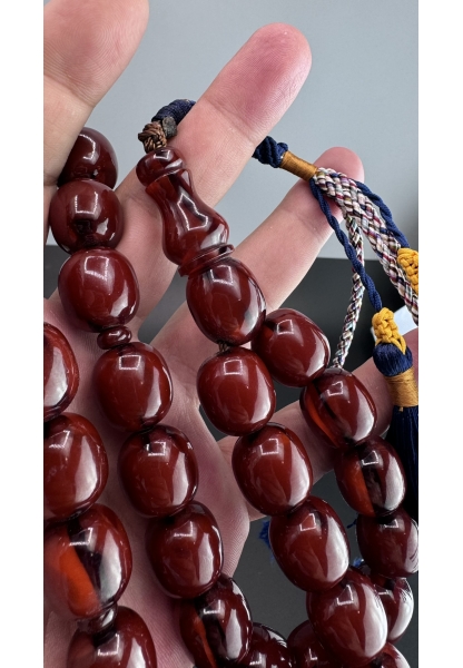 MirgeShoes Eski Döküm Rüzgar Gülü Hareli Mişmiş 120 Gr Sıkma Kehribar Tesbih AHTES2143