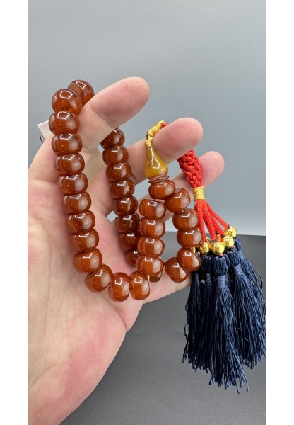 MirgeShoes Eski Döküm Rüzgar Gülü Hareli Mişmiş 61 Gr Sıkma Kehribar Tesbih AHTES2159