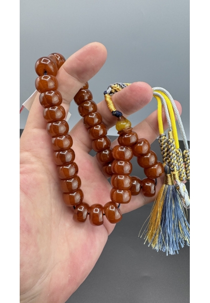 MirgeShoes Eski Döküm Rüzgar Gülü Hareli Mişmiş 62 Gr Sıkma Kehribar Tesbih AHTES2110