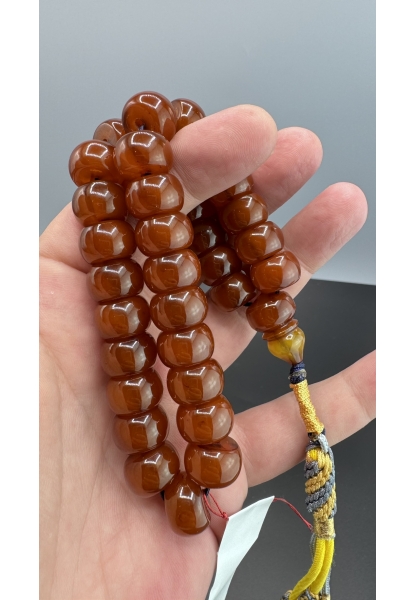 MirgeShoes Eski Döküm Rüzgar Gülü Hareli Mişmiş 62 Gr Sıkma Kehribar Tesbih AHTES2110