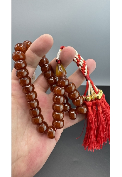 MirgeShoes Eski Döküm Rüzgar Gülü Hareli Mişmiş 62,5 Gr Sıkma Kehribar Tesbih AHTES2152