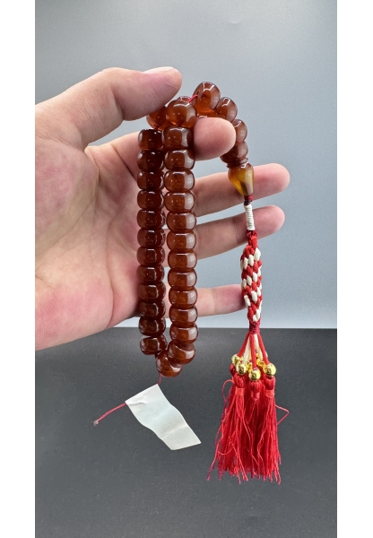 MirgeShoes Eski Döküm Rüzgar Gülü Hareli Mişmiş 62,5 Gr Sıkma Kehribar Tesbih AHTES2152