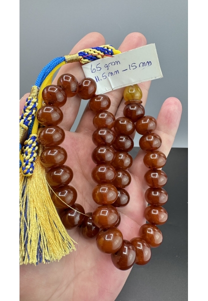 MirgeShoes Eski Döküm Rüzgar Gülü Hareli Mişmiş 65 Gr Sıkma Kehribar Tesbih AHTES2116