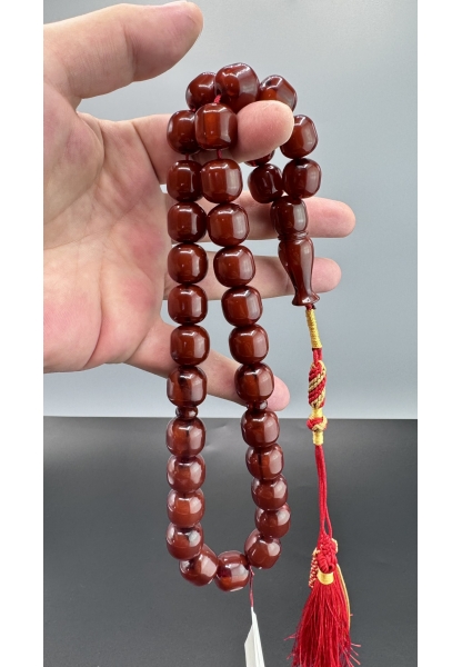 MirgeShoes Eski Döküm Rüzgar Gülü Hareli Mişmiş 95 Gr Sıkma Kehribar Tesbih AHTES2151