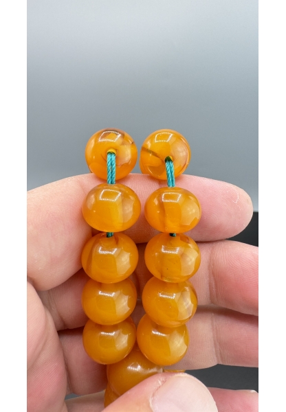 MirgeShoes Eski Döküm Rüzgar Gülü Hareli Sarı 59 Gr Sıkma Kehribar Tesbih AHTES2158