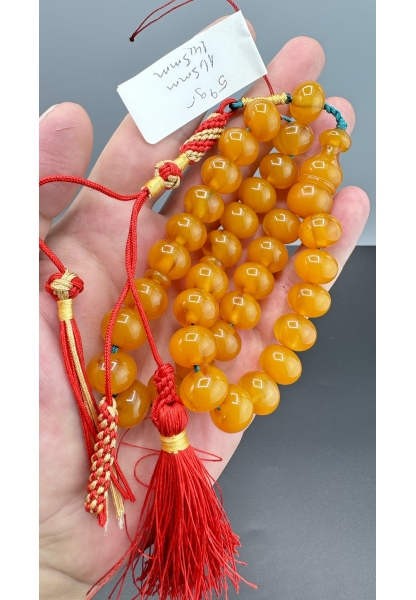 MirgeShoes Eski Döküm Rüzgar Gülü Hareli Sarı 59 Gr Sıkma Kehribar Tesbih AHTES2158