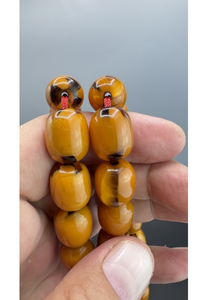 MirgeShoes Eski Döküm Rüzgar Gülü Hareli Sarı 83 Gr Sıkma Kehribar Tesbih AHTES2111