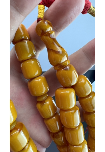 MirgeShoes Eski Döküm Rüzgar Gülü Hareli Sarı 95 Gr Sıkma Kehribar Tesbih AHTES2140