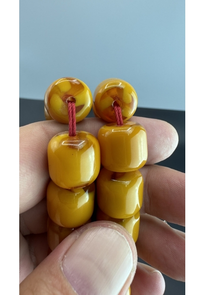 MirgeShoes Eski Döküm Rüzgar Gülü Hareli Sarı 95 Gr Sıkma Kehribar Tesbih AHTES2140