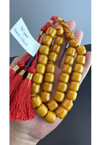 MirgeShoes Eski Döküm Rüzgar Gülü Hareli Sarı 95 Gr Sıkma Kehribar Tesbih AHTES2140