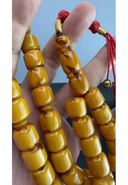 MirgeShoes Eski Döküm Rüzgar Gülü Hareli Sarı 96 Gr Sıkma Kehribar Tesbih AHTES2144