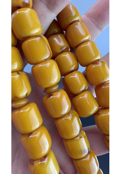 MirgeShoes Eski Döküm Rüzgar Gülü Hareli Sarı 96 Gr Sıkma Kehribar Tesbih AHTES2144