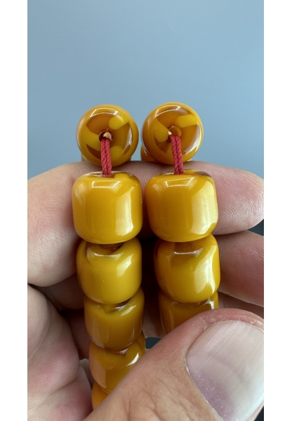 MirgeShoes Eski Döküm Rüzgar Gülü Hareli Sarı 96 Gr Sıkma Kehribar Tesbih AHTES2144