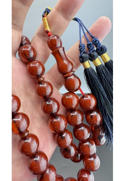 MirgeShoes Eski Döküm Rüzgar Gülü Hareli Vişne 101 Gr Sıkma Kehribar Tesbih AHTES2128