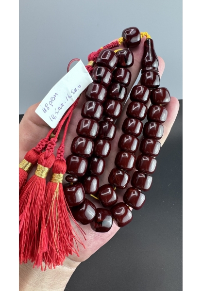 MirgeShoes Eski Döküm Rüzgar Gülü Hareli Vişne 118 Gr Sıkma Kehribar Tesbih AHTES2133