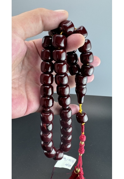 MirgeShoes Eski Döküm Rüzgar Gülü Hareli Vişne 118 Gr Sıkma Kehribar Tesbih AHTES2133