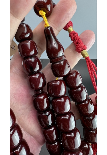 MirgeShoes Eski Döküm Rüzgar Gülü Hareli Vişne 118 Gr Sıkma Kehribar Tesbih AHTES2133