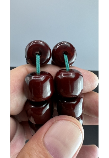 MirgeShoes Eski Döküm Rüzgar Gülü Hareli Vişne 119 Gr Sıkma Kehribar Tesbih AHTES2132