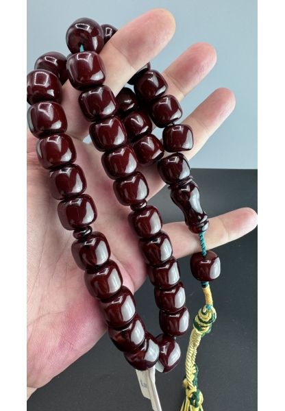 MirgeShoes Eski Döküm Rüzgar Gülü Hareli Vişne 119 Gr Sıkma Kehribar Tesbih AHTES2132