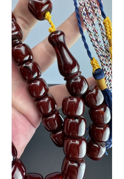 MirgeShoes Eski Döküm Rüzgar Gülü Hareli Vişne 120 Gr Sıkma Kehribar Tesbih AHTES2139