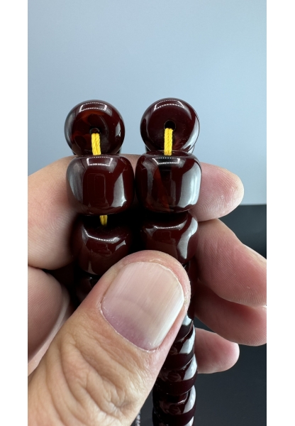 MirgeShoes Eski Döküm Rüzgar Gülü Hareli Vişne 120 Gr Sıkma Kehribar Tesbih AHTES2139