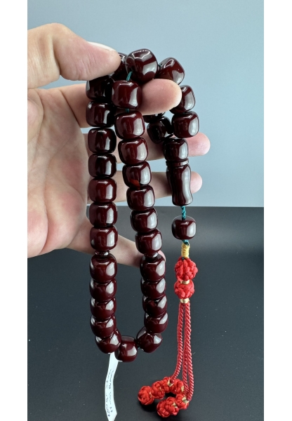 MirgeShoes Eski Döküm Rüzgar Gülü Hareli Vişne 120 Gr Sıkma Kehribar Tesbih AHTES2142