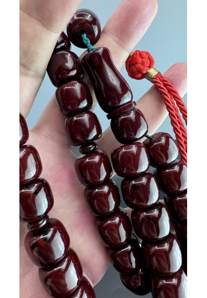 MirgeShoes Eski Döküm Rüzgar Gülü Hareli Vişne 120 Gr Sıkma Kehribar Tesbih AHTES2142