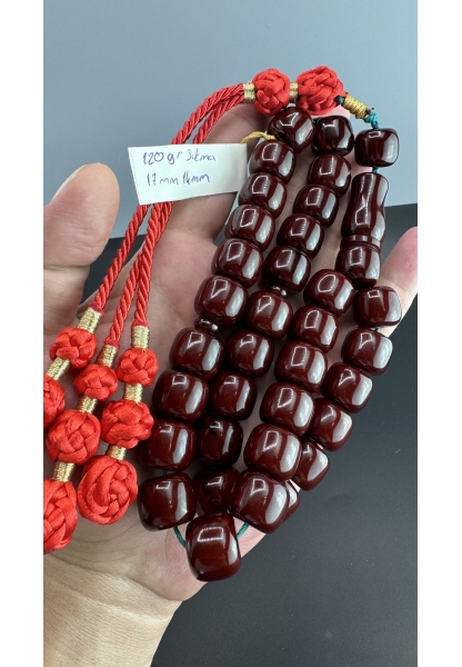 MirgeShoes Eski Döküm Rüzgar Gülü Hareli Vişne 120 Gr Sıkma Kehribar Tesbih AHTES2142