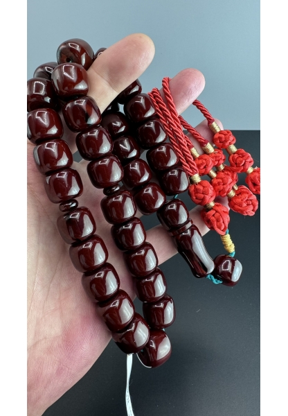 MirgeShoes Eski Döküm Rüzgar Gülü Hareli Vişne 120 Gr Sıkma Kehribar Tesbih AHTES2142