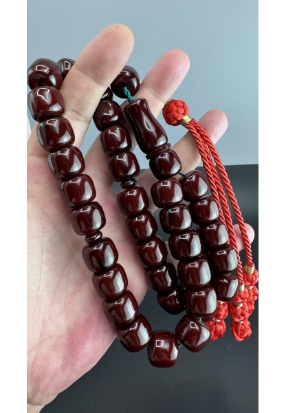 MirgeShoes Eski Döküm Rüzgar Gülü Hareli Vişne 120 Gr Sıkma Kehribar Tesbih AHTES2142