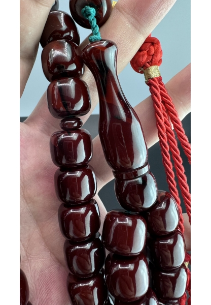 MirgeShoes Eski Döküm Rüzgar Gülü Hareli Vişne 123 Gr Sıkma Kehribar Tesbih AHTES2147