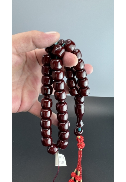 MirgeShoes Eski Döküm Rüzgar Gülü Hareli Vişne 123 Gr Sıkma Kehribar Tesbih AHTES2147