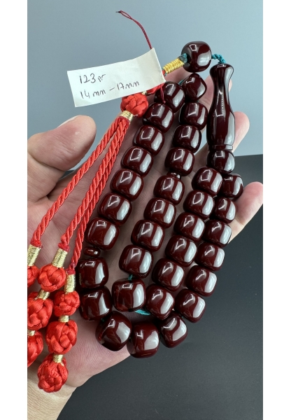 MirgeShoes Eski Döküm Rüzgar Gülü Hareli Vişne 123 Gr Sıkma Kehribar Tesbih AHTES2147