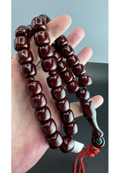 MirgeShoes Eski Döküm Rüzgar Gülü Hareli Vişne 123 Gr Sıkma Kehribar Tesbih AHTES2147