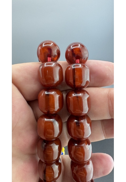 MirgeShoes Eski Döküm Rüzgar Gülü Hareli Vişne 93 Gr Sıkma Kehribar Tesbih AHTES2127