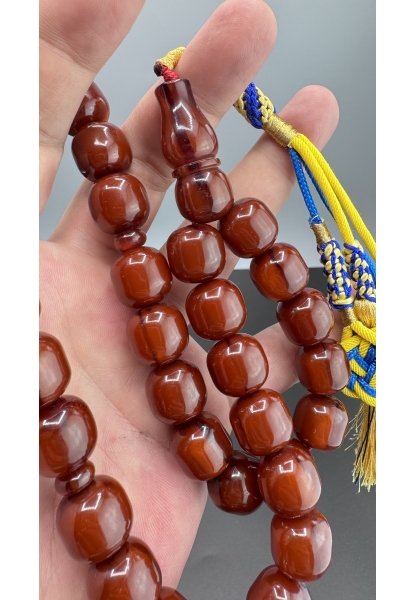 MirgeShoes Eski Döküm Rüzgar Gülü Hareli Vişne 93 Gr Sıkma Kehribar Tesbih AHTES2127