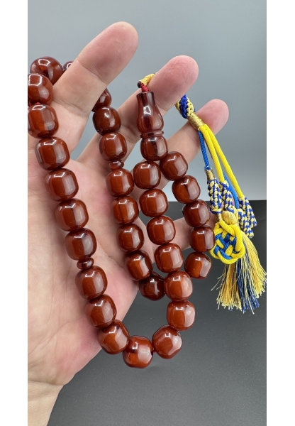 MirgeShoes Eski Döküm Rüzgar Gülü Hareli Vişne 93 Gr Sıkma Kehribar Tesbih AHTES2127