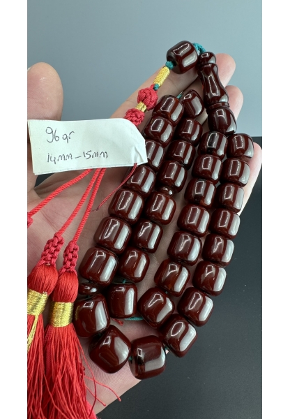 MirgeShoes Eski Döküm Rüzgar Gülü Hareli Vişne 96 Gr Sıkma Kehribar Tesbih AHTES2141