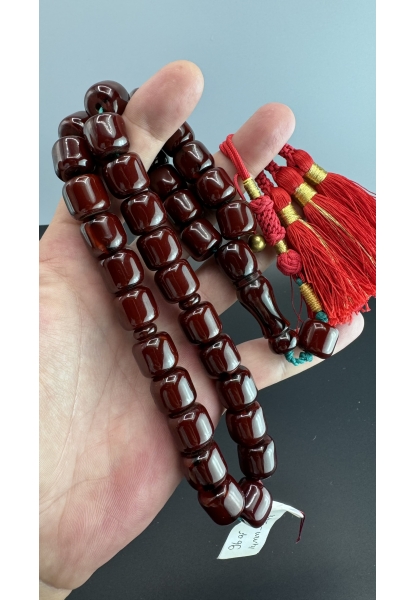 MirgeShoes Eski Döküm Rüzgar Gülü Hareli Vişne 96 Gr Sıkma Kehribar Tesbih AHTES2141