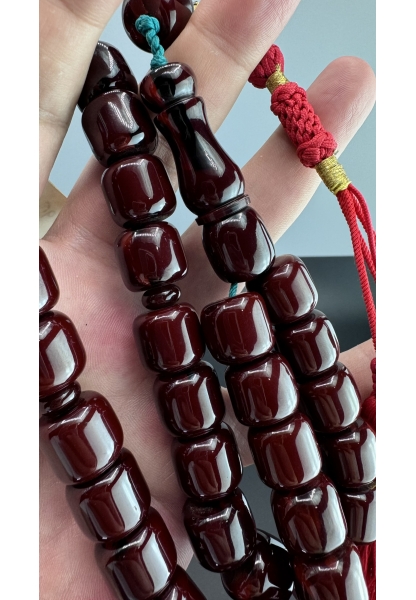 MirgeShoes Eski Döküm Rüzgar Gülü Hareli Vişne 96 Gr Sıkma Kehribar Tesbih AHTES2141