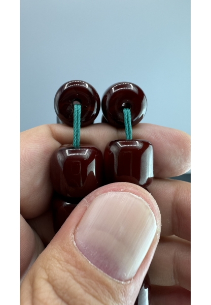 MirgeShoes Eski Döküm Rüzgar Gülü Hareli Vişne 96 Gr Sıkma Kehribar Tesbih AHTES2141